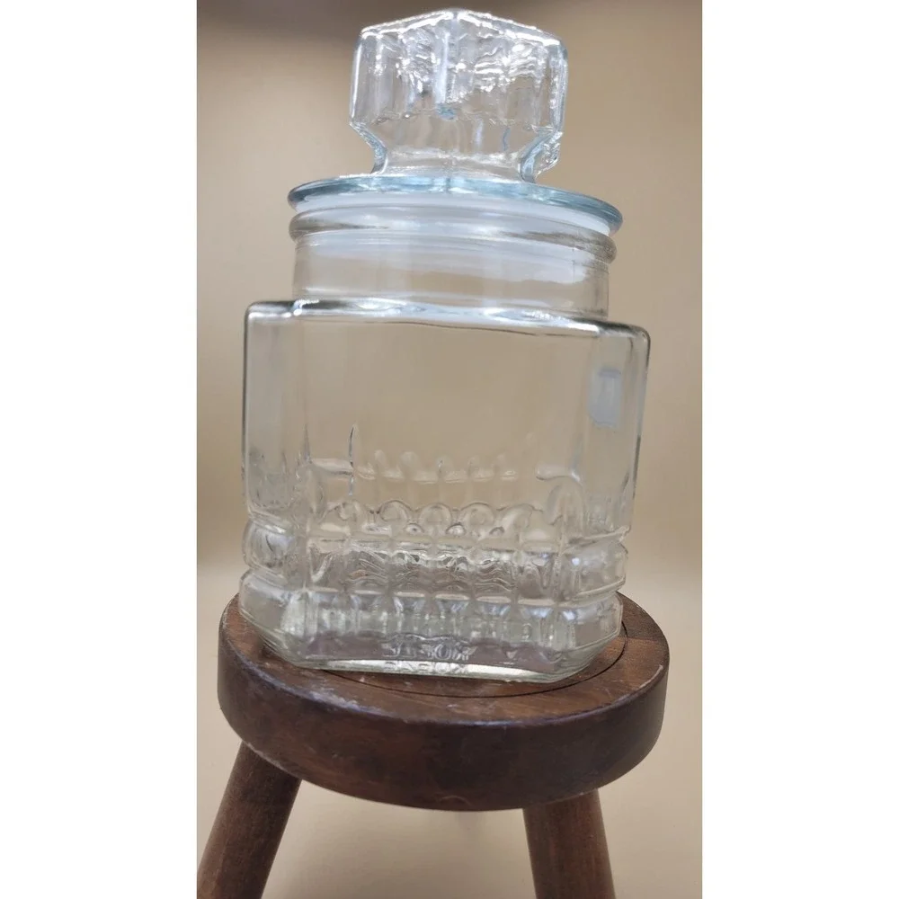 Vintage‎ Koezes Clear Glass Canister Apothecary Candy Jar with Lid 7